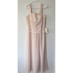 Lan Ting Bride Blush Pink Maxi Gown Halter Chiffon Formal Dress Bridesmaid NWT S